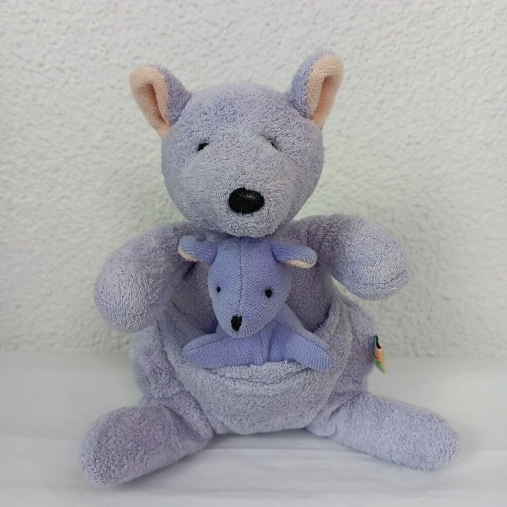 Baby Vintage Carter's John Lennon Purple Kangaroo & Joey Plush Rattle Toy